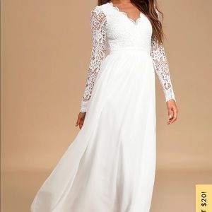 - Awaken My Love White Long Sleeve Lace Maxi Dress